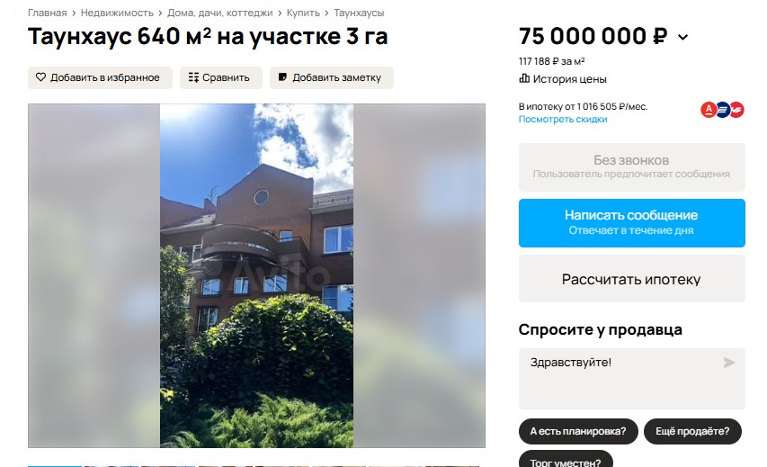 На Левом берегу Омска продают таунхаус с озером для плавания