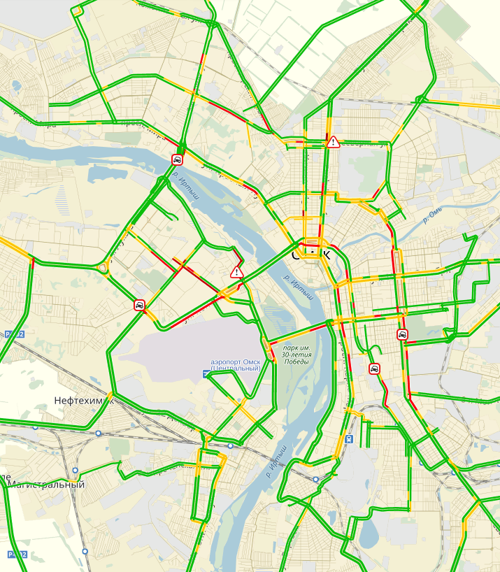 Карта омска с пробками