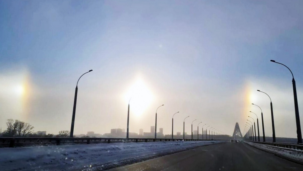 Накануне резкого похолодания над Новосибирском появилось солнечное гало